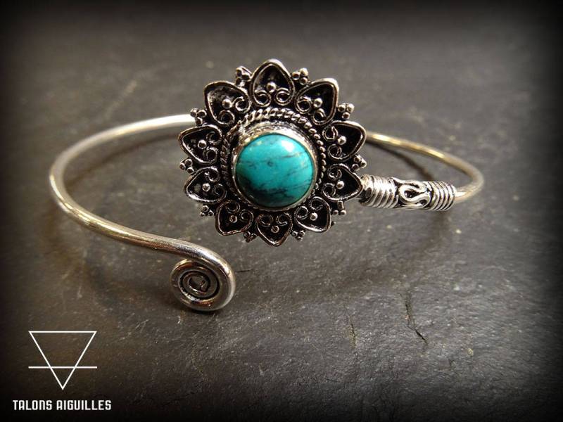 Boho Silber Überzogene Armband Mit Halbedelstein von GaiaExperience