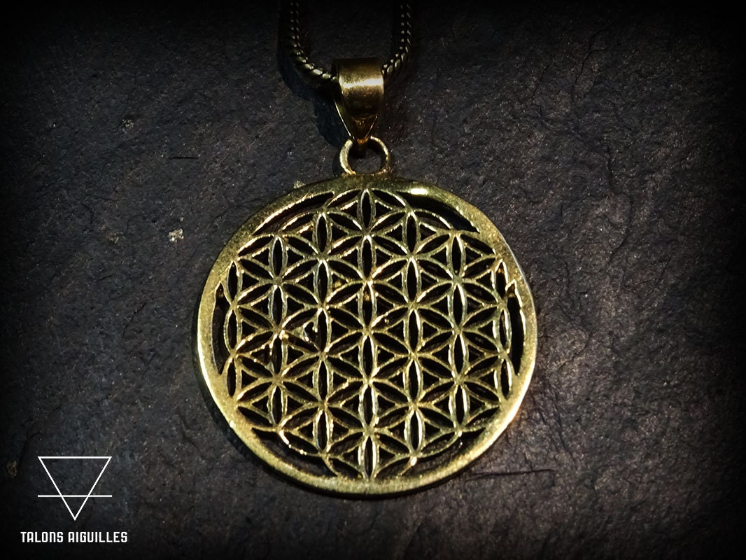 Messing Blume Des Lebens Anhänger Halskette - Heilige Geometrie von GaiaExperience