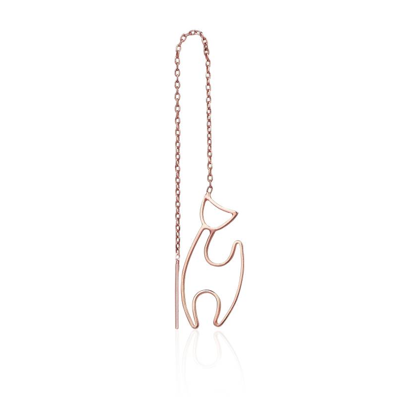 Silber Katze Ohrringe, Minimal Baumeln Threader Schmuck, Tier Geschenk Für Katzen Liebhaber von GaiaJewelryDesign