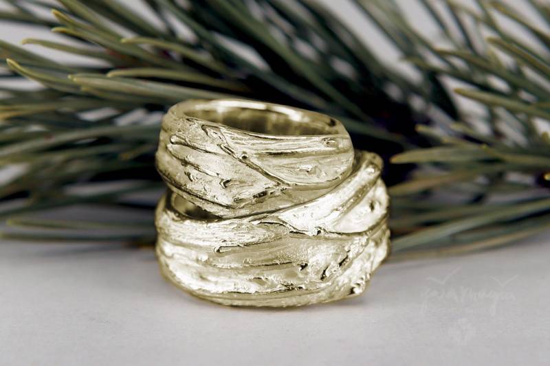 Birken Trauringe Nest Incl. Gravur, Zweig Ringe, Baum Birkenringe, Besondere Eheringe von GaiamagiaSpiritArt