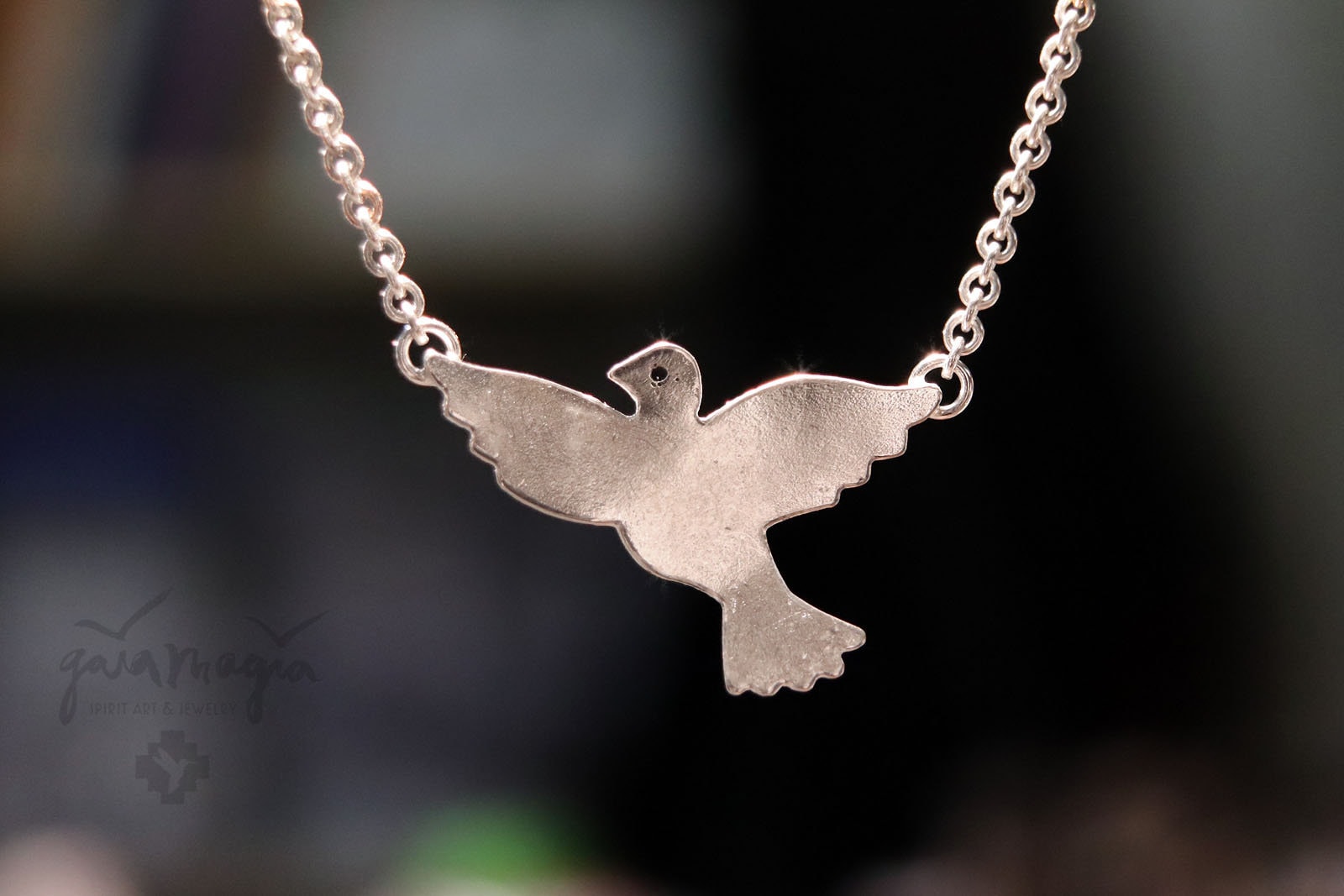Krafttier Amulett Friedenstaube, Taube Kette, Kette Aus Silber, Power Animal Jewelry White Dove von GaiamagiaSpiritArt