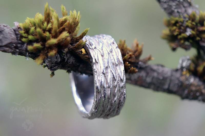 Ring Sequoia, Ausgefallener Mammut Baum Ring, Der Kraft in Silber, Natur Schmuck von GaiamagiaSpiritArt
