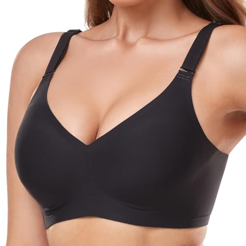 Gailife Atmungsaktiver BH Damen Ohne Bügel Bequem und weich Bustier Damen Unsichtbarer Schlaf BH mit zusätzlicher BH-Verlängerung Schwarz 3XL von Gailife