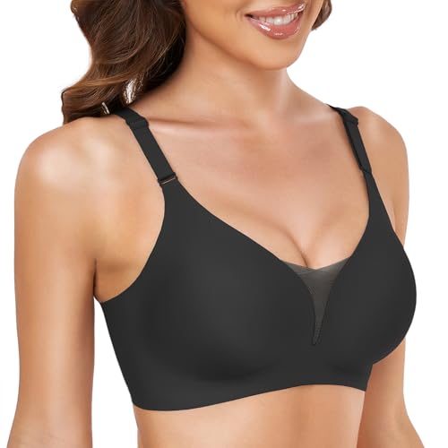 Gailife Nahtloser BH Damen Ohne Bügel Gepolstert Bustier Damen Komfort Weicher Schlaf T-Shirts BH mit zusätzlicher BH-Verlängerung Schwarz S von Gailife