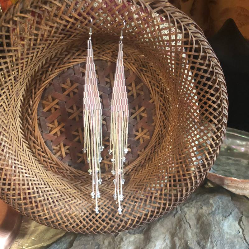 Handgemachte Perlen Ohrringe Kronleuchter Lange Sterling Silber von GailsDesignerJewelry