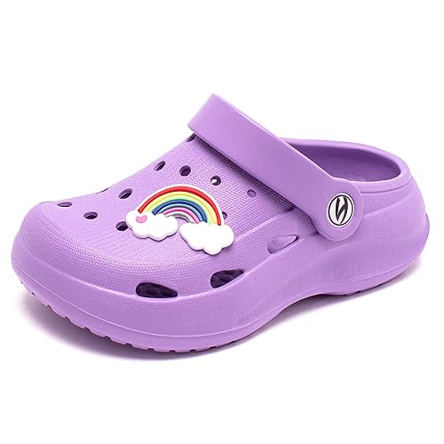 Unisex Kinder Clogs Pantoffeln, Eva Gartenclogs Gummi Badeschuhe Strand Hausschuhe für Jungen Mädchen,Lila 21 EU von Gainsera