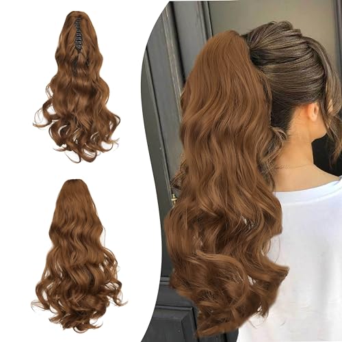 Gairyan 45cm Pferdeschwanz Haarteil Zopf Extensions Lang Lockige Klammer Claw Clip in Ponytail Extensions Synthetik Haare Extensions Gewellt Haarteil Haarverlängerung für Frauen, Helles Rotbraun Gairyan 45cm Pferdeschwanz Haarteil Zopf Extensions Lang Lockige Klammer Claw Clip in Ponytail Extensions Synthetik Haare Extensions Gewellt Haarteil Haarverlängerung für Frauen, Helles Rotbraun von Gairyan