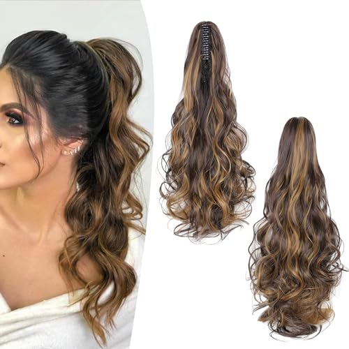 Gairyan 50cm Pferdeschwanz Haarteil Zopf Extensions Lang Lockige Claw Clip in Ponytail Extensions Synthetik Haare Extensions Gewellt Haarteil Haarverlängerung für Frauen (Mittelbraun & Dunkelblond) Gairyan 50cm Pferdeschwanz Haarteil Zopf Extensions Lang Lockige Claw Clip in Ponytail Extensions Synthetik Haare Extensions Gewellt Haarteil Haarverlängerung für Frauen (Mittelbraun & Dunkelblond) von Gairyan