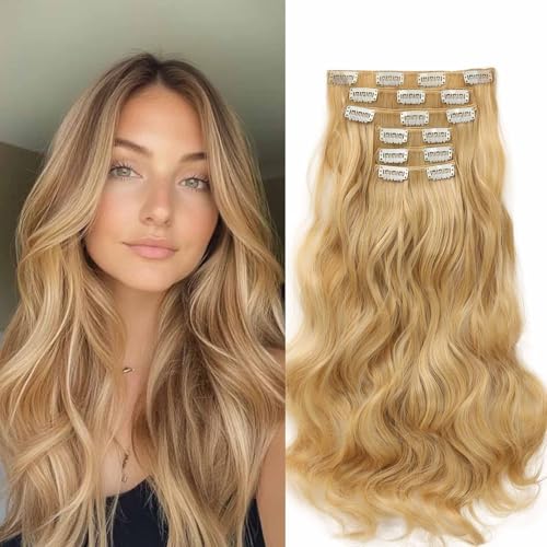 Gairyan 52cm Clip in Extensions Gewellte 6PCS Haarverlängerungen mit Clips Synthetik Haar Extensions Clip in Haarteil Haarextension Wellige Lang Lockige für Frauen, Dunkelblond mix Bleichblond Gairyan 52cm Clip in Extensions Gewellte 6PCS Haarverlängerungen mit Clips Synthetik Haar Extensions Clip in Haarteil Haarextension Wellige Lang Lockige für Frauen, Dunkelblond mix Bleichblond von Gairyan