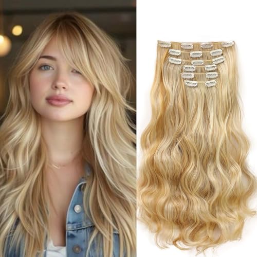 Gairyan 52cm Clip in Extensions Gewellte 6PCS Haarverlängerungen mit Clips Synthetik Haar Extensions Clip in Haarteil Haarextension Wellige Lang Lockige für Frauen, Dunkelblond & Bleichblond Gairyan 52cm Clip in Extensions Gewellte 6PCS Haarverlängerungen mit Clips Synthetik Haar Extensions Clip in Haarteil Haarextension Wellige Lang Lockige für Frauen, Dunkelblond & Bleichblond von Gairyan