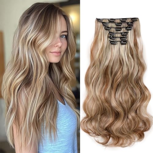 Gairyan 52cm Clip in Extensions Gewellte 6PCS Haarverlängerungen mit Clips Synthetik Haar Extensions Clip in Haarteil Haarextension Wellige Lang Lockige für Frauen, Hellbraun & Bleach blond Gairyan 52cm Clip in Extensions Gewellte 6PCS Haarverlängerungen mit Clips Synthetik Haar Extensions Clip in Haarteil Haarextension Wellige Lang Lockige für Frauen, Hellbraun & Bleach blond von Gairyan