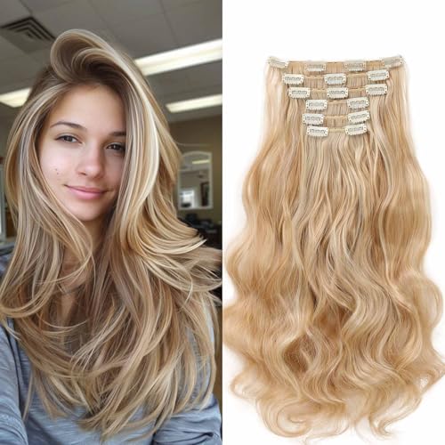 Gairyan 52cm Clip in Extensions Gewellte 6PCS Haarverlängerungen mit Clips Synthetik Haar Extensions Clip in Haarteil Haarextension Wellige Lang Lockige für Frauen, Honigblond & Bleichblond Gairyan 52cm Clip in Extensions Gewellte 6PCS Haarverlängerungen mit Clips Synthetik Haar Extensions Clip in Haarteil Haarextension Wellige Lang Lockige für Frauen, Honigblond & Bleichblond von Gairyan