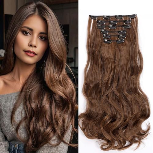 Gairyan 52cm Clip in Extensions Gewellte 6PCS Haarverlängerungen mit Clips Synthetik Haar Extensions Clip in Haarteil Haarextension Wellige Lang Lockige für Frauen, Mittelbraun mix Leichtes Auburn Gairyan 52cm Clip in Extensions Gewellte 6PCS Haarverlängerungen mit Clips Synthetik Haar Extensions Clip in Haarteil Haarextension Wellige Lang Lockige für Frauen, Mittelbraun mix Leichtes Auburn von Gairyan