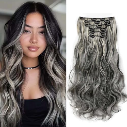 Gairyan 52cm Clip in Extensions Gewellte 6PCS Haarverlängerungen mit Clips Synthetik Haar Extensions Clip in Haarteil Haarextension Wellige Lang Lockige für Frauen, Naturschwarz & Bleichblond Gairyan 52cm Clip in Extensions Gewellte 6PCS Haarverlängerungen mit Clips Synthetik Haar Extensions Clip in Haarteil Haarextension Wellige Lang Lockige für Frauen, Naturschwarz & Bleichblond von Gairyan