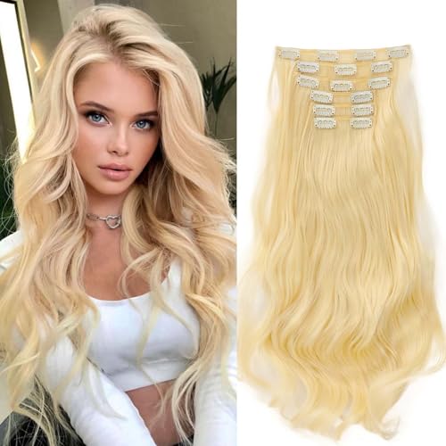 Gairyan 52cm Clip in Extensions Gewellte Bleichblond 6PCS Haarverlängerungen mit Clips Synthetik Haar Extensions Clip in Haarteil Haarextension Wellige Lang Lockige für Frauen Gairyan 52cm Clip in Extensions Gewellte Bleichblond 6PCS Haarverlängerungen mit Clips Synthetik Haar Extensions Clip in Haarteil Haarextension Wellige Lang Lockige für Frauen von Gairyan
