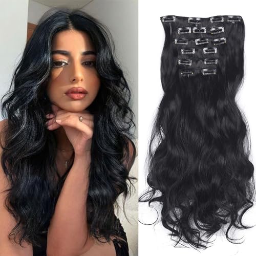 Gairyan 52cm Clip in Extensions Gewellte Naturschwarz 6PCS Haarverlängerungen mit Clips Synthetik Haar Extensions Clip in Haarteil Haarextension Wellige Lang Lockige für Frauen Gairyan 52cm Clip in Extensions Gewellte Naturschwarz 6PCS Haarverlängerungen mit Clips Synthetik Haar Extensions Clip in Haarteil Haarextension Wellige Lang Lockige für Frauen von Gairyan
