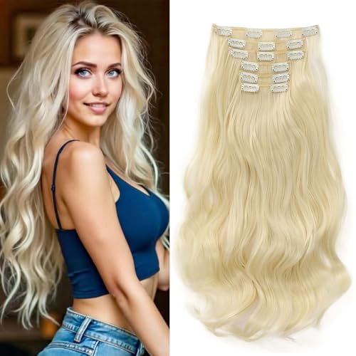 Gairyan 52cm Clip in Extensions Gewellte Platinblond 6PCS Haarverlängerungen mit Clips Synthetik Haar Extensions Clip in Haarteil Haarextension Wellige Lang Lockige für Frauen Gairyan 52cm Clip in Extensions Gewellte Platinblond 6PCS Haarverlängerungen mit Clips Synthetik Haar Extensions Clip in Haarteil Haarextension Wellige Lang Lockige für Frauen von Gairyan