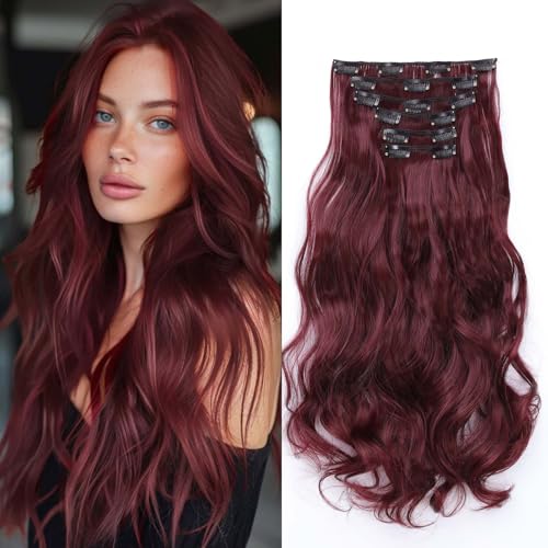 Gairyan 52cm Clip in Extensions Gewellte Weinrot 6PCS Haarverlängerungen mit Clips Synthetik Haar Extensions Clip in Haarteil Haarextension Wellige Lang Lockige für Frauen Gairyan 52cm Clip in Extensions Gewellte Weinrot 6PCS Haarverlängerungen mit Clips Synthetik Haar Extensions Clip in Haarteil Haarextension Wellige Lang Lockige für Frauen von Gairyan