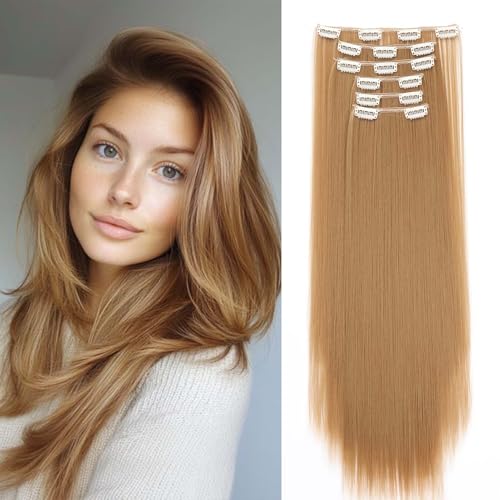 Gairyan 58cm Clip in Extensions Blond Glatt Lang 6PCS Haarverlängerungen mit Clips Synthetik Haar Extensions Clip in Haarteil Haarextension Gerade für Frauen, Dunkelblond Gairyan 58cm Clip in Extensions Blond Glatt Lang 6PCS Haarverlängerungen mit Clips Synthetik Haar Extensions Clip in Haarteil Haarextension Gerade für Frauen, Dunkelblond von Gairyan