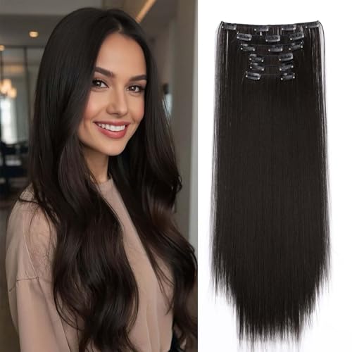 Gairyan 58cm Clip in Extensions Braun Glatt Lang 6PCS Haarverlängerungen mit Clips Synthetik Haar Extensions Clip in Haarteil Haarextension Gerade für Frauen, Dunkelbraun Gairyan 58cm Clip in Extensions Braun Glatt Lang 6PCS Haarverlängerungen mit Clips Synthetik Haar Extensions Clip in Haarteil Haarextension Gerade für Frauen, Dunkelbraun von Gairyan