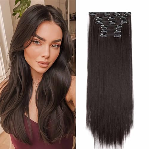 Gairyan 58cm Clip in Extensions Glatt Lang 6PCS Braun Haarverlängerungen mit Clips Synthetik Haar Extensions Clip in Haarteil Haarextension Gerade für Frauen, Kastanienbraun Gairyan 58cm Clip in Extensions Glatt Lang 6PCS Braun Haarverlängerungen mit Clips Synthetik Haar Extensions Clip in Haarteil Haarextension Gerade für Frauen, Kastanienbraun von Gairyan