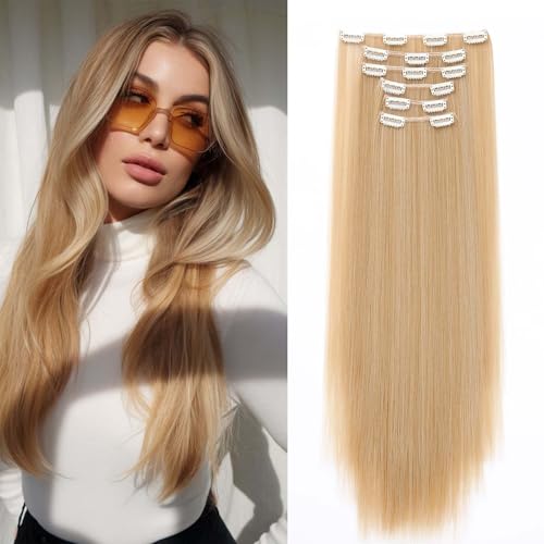 Gairyan 58cm Clip in Extensions Glatt Lang 6PCS Haarverlängerungen mit Clips Synthetik Haar Extensions Clip in Haarteil Haarextension Gerade für Frauen, Dunkelblond mix Bleichblond Gairyan 58cm Clip in Extensions Glatt Lang 6PCS Haarverlängerungen mit Clips Synthetik Haar Extensions Clip in Haarteil Haarextension Gerade für Frauen, Dunkelblond mix Bleichblond von Gairyan