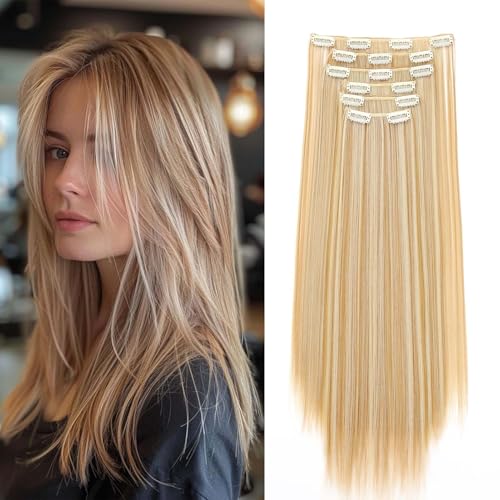 Gairyan 58cm Clip in Extensions Glatt Lang 6PCS Haarverlängerungen mit Clips Synthetik Haar Extensions Clip in Haarteil Haarextension Gerade für Frauen, Dunkelblond & Bleichblond Gairyan 58cm Clip in Extensions Glatt Lang 6PCS Haarverlängerungen mit Clips Synthetik Haar Extensions Clip in Haarteil Haarextension Gerade für Frauen, Dunkelblond & Bleichblond von Gairyan