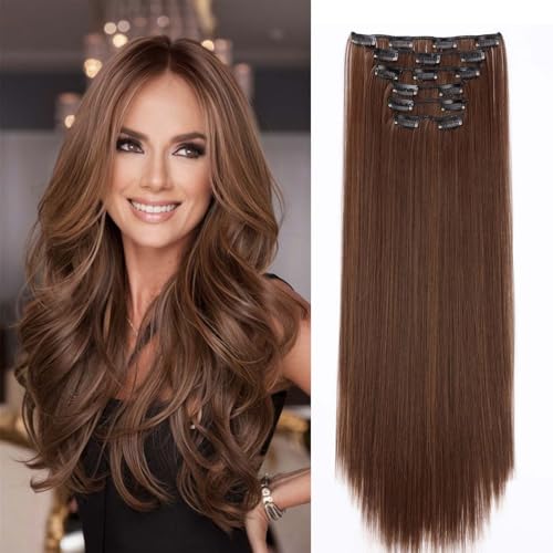 Gairyan 58cm Clip in Extensions Glatt Lang 6PCS Haarverlängerungen mit Clips Synthetik Haar Extensions Clip in Haarteil Haarextension Gerade für Frauen, Dunkelbraun mix Leichtes Auburn Gairyan 58cm Clip in Extensions Glatt Lang 6PCS Haarverlängerungen mit Clips Synthetik Haar Extensions Clip in Haarteil Haarextension Gerade für Frauen, Dunkelbraun mix Leichtes Auburn von Gairyan