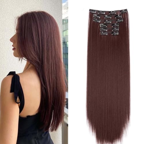 Gairyan 58cm Clip in Extensions Glatt Lang 6PCS Haarverlängerungen mit Clips Synthetik Haar Extensions Clip in Haarteil Haarextension Gerade für Frauen, Dunkels Auburn Gairyan 58cm Clip in Extensions Glatt Lang 6PCS Haarverlängerungen mit Clips Synthetik Haar Extensions Clip in Haarteil Haarextension Gerade für Frauen, Dunkels Auburn von Gairyan