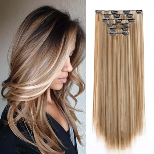 Gairyan 58cm Clip in Extensions Glatt Lang 6PCS Haarverlängerungen mit Clips Synthetik Haar Extensions Clip in Haarteil Haarextension Gerade für Frauen, Hellbraun & Bleach blond Gairyan 58cm Clip in Extensions Glatt Lang 6PCS Haarverlängerungen mit Clips Synthetik Haar Extensions Clip in Haarteil Haarextension Gerade für Frauen, Hellbraun & Bleach blond von Gairyan