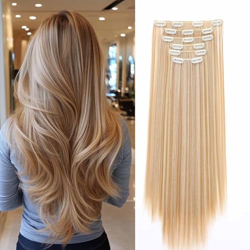 Gairyan 58cm Clip in Extensions Glatt Lang 6PCS Haarverlängerungen mit Clips Synthetik Haar Extensions Clip in Haarteil Haarextension Gerade für Frauen, Honigblond & Bleichblond Gairyan 58cm Clip in Extensions Glatt Lang 6PCS Haarverlängerungen mit Clips Synthetik Haar Extensions Clip in Haarteil Haarextension Gerade für Frauen, Honigblond & Bleichblond von Gairyan