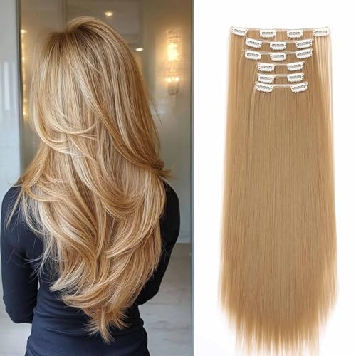 Gairyan 58cm Clip in Extensions Glatt Lang 6PCS Haarverlängerungen mit Clips Synthetik Haar Extensions Clip in Haarteil Haarextension Gerade für Frauen, Naturblond mix Dunkelblond Gairyan 58cm Clip in Extensions Glatt Lang 6PCS Haarverlängerungen mit Clips Synthetik Haar Extensions Clip in Haarteil Haarextension Gerade für Frauen, Naturblond mix Dunkelblond von Gairyan
