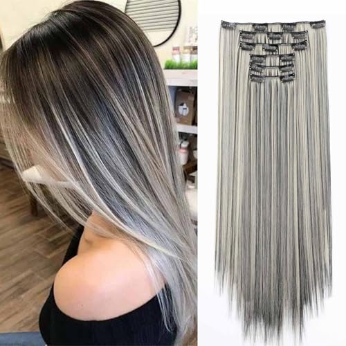 Gairyan 58cm Clip in Extensions Glatt Lang 6PCS Haarverlängerungen mit Clips Synthetik Haar Extensions Clip in Haarteil Haarextension Gerade für Frauen, Naturschwarz & Bleichblond Gairyan 58cm Clip in Extensions Glatt Lang 6PCS Haarverlängerungen mit Clips Synthetik Haar Extensions Clip in Haarteil Haarextension Gerade für Frauen, Naturschwarz & Bleichblond von Gairyan