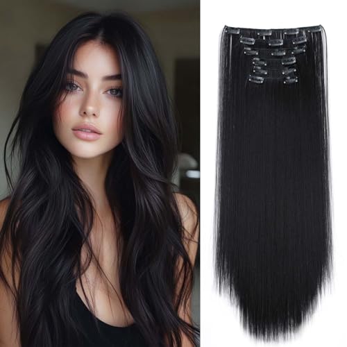 Gairyan 58cm Clip in Extensions Glatt Lang Schwarz 6PCS Haarverlängerungen mit Clips Synthetik Haar Extensions Clip in Haarteil Haarextension Gerade für Frauen, Naturschwarz Gairyan 58cm Clip in Extensions Glatt Lang Schwarz 6PCS Haarverlängerungen mit Clips Synthetik Haar Extensions Clip in Haarteil Haarextension Gerade für Frauen, Naturschwarz von Gairyan