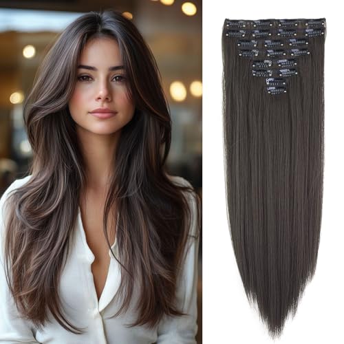 Gairyan 60cm Clip in Extensions Haarverlängerung Haarteil Braun Glatt Lang 8PCS Set Synthetische Hair Extensions Clip in Haarextension Günstig Haarverdichtung für Frauen, Medium Braun Gairyan 60cm Clip in Extensions Haarverlängerung Haarteil Braun Glatt Lang 8PCS Set Synthetische Hair Extensions Clip in Haarextension Günstig Haarverdichtung für Frauen, Medium Braun von Gairyan