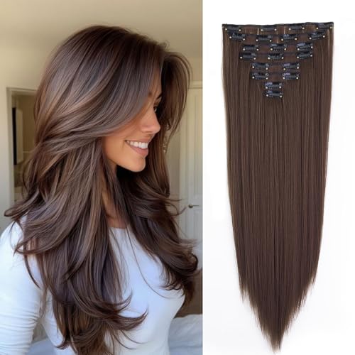 Gairyan 60cm Clip in Extensions Haarverlängerung Haarteil Helles Braun Glatt Lang 8 Teile Set Synthetik Haar Clip in Haarextension Günstig Haarverdichtung für Frauen Gairyan 60cm Clip in Extensions Haarverlängerung Haarteil Helles Braun Glatt Lang 8 Teile Set Synthetik Haar Clip in Haarextension Günstig Haarverdichtung für Frauen von Gairyan