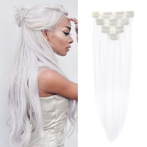 Gairyan 60cm Clip in Extensions Haarverlängerung Haarteil Weiß Glatt Lang 8 Teile Set Synthetik Haar Clip in Haarextension Günstig Haarverdichtung für Frauen Gairyan 60cm Clip in Extensions Haarverlängerung Haarteil Weiß Glatt Lang 8 Teile Set Synthetik Haar Clip in Haarextension Günstig Haarverdichtung für Frauen von Gairyan