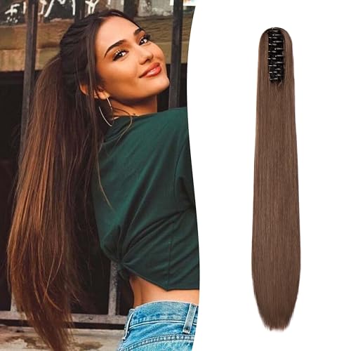 Gairyan 60cm Pferdeschwanz Haarteil Zopf Lang Glatt Klammer Claw Clip in Ponytail Extension Synthetik Haare Gerade Haarverlängerung für Frauen, Dunkelbraun & Auburn Gairyan 60cm Pferdeschwanz Haarteil Zopf Lang Glatt Klammer Claw Clip in Ponytail Extension Synthetik Haare Gerade Haarverlängerung für Frauen, Dunkelbraun & Auburn von Gairyan