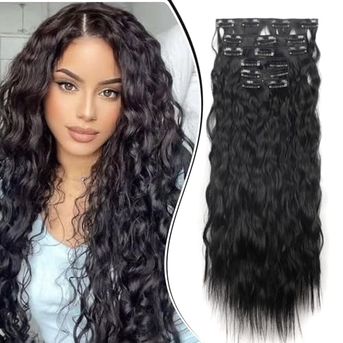Gairyan Clip in Extensions Haarteil Gewellt Haarverlängerung wie Echthaar Hair Extensions Clip in 6 PCS 50cm Schwarz Haar Extensions Lang Lockig Wellen Synthetik Haar für Damen Gairyan Clip in Extensions Haarteil Gewellt Haarverlängerung wie Echthaar Hair Extensions Clip in 6 PCS 50cm Schwarz Haar Extensions Lang Lockig Wellen Synthetik Haar für Damen von Gairyan