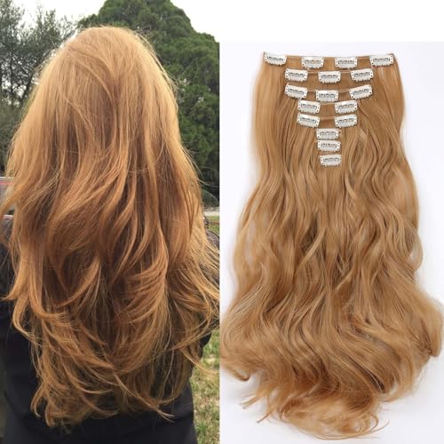 Gairyan Clip in Extensions Haarverlängerungen Teile Gewellt Lang Synthetik Haarteile Clip in Haarverlängerung Wellige 45cm Lockige Kunsthaar für Damen, Dunkelblond Gairyan Clip in Extensions Haarverlängerungen Teile Gewellt Lang Synthetik Haarteile Clip in Haarverlängerung Wellige 45cm Lockige Kunsthaar für Damen, Dunkelblond von Gairyan