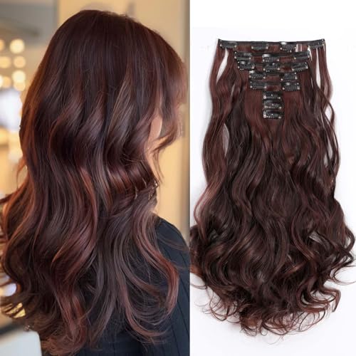 Gairyan Clip in Extensions Haarverlängerungen Teile Gewellt Lang Synthetik Haarteile Clip in Haarverlängerung Wellige 45cm Lockige Kunsthaar für Damen, Dunkelbraun & Dunkels Auburn Gairyan Clip in Extensions Haarverlängerungen Teile Gewellt Lang Synthetik Haarteile Clip in Haarverlängerung Wellige 45cm Lockige Kunsthaar für Damen, Dunkelbraun & Dunkels Auburn von Gairyan