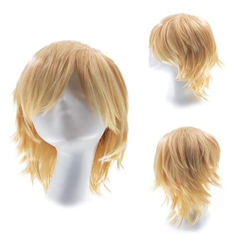 Gairyan Perücke Blond Perücke Damen Unisex Anime Cosplay Wig Kurze Synthetische Perücke Frauen Herren Gerade Perücken Halloween Perücke Karneval Kostüm Themen Party Kostüm Gairyan Perücke Blond Perücke Damen Unisex Anime Cosplay Wig Kurze Synthetische Perücke Frauen Herren Gerade Perücken Halloween Perücke Karneval Kostüm Themen Party Kostüm von Gairyan