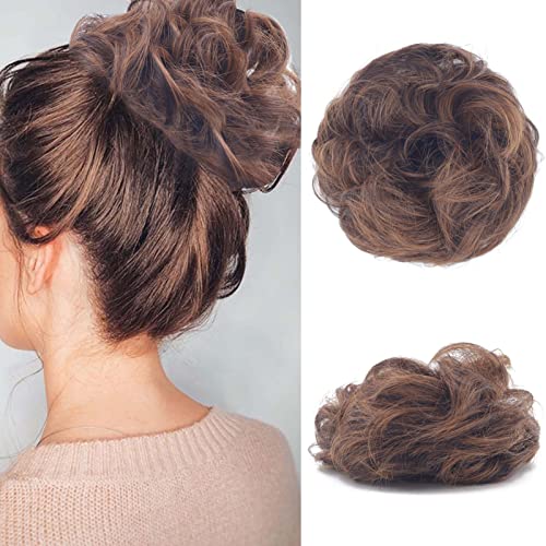 Gairyan Haarteil Mit Gummiband Dutt Haarteil Gelockt Haargummi Mit Haaren Haarverlängerung Synthetisch Pferdeschwanz Haarteile Messy Bun Haardutt Hochsteckfrisuren für Damen, Dunkelbraun & Dunkelblond Gairyan Haarteil Mit Gummiband Dutt Haarteil Gelockt Haargummi Mit Haaren Haarverlängerung Synthetisch Pferdeschwanz Haarteile Messy Bun Haardutt Hochsteckfrisuren für Damen, Dunkelbraun & Dunkelblond von Gairyan