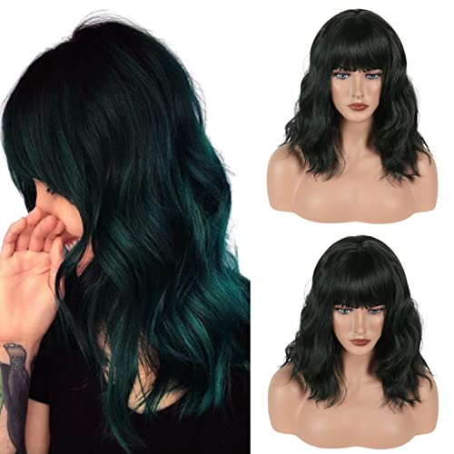 Gairyan Kurze Bob Perücke mit Pony Wellige Dunkelgrün Perücken Damen Kurzhaar Schulter Länge Frauen Gewellt Lockig Natürliche Synthetische Cosplay Perücken für Party Halloween Kostüm Gairyan Kurze Bob Perücke mit Pony Wellige Dunkelgrün Perücken Damen Kurzhaar Schulter Länge Frauen Gewellt Lockig Natürliche Synthetische Cosplay Perücken für Party Halloween Kostüm von Gairyan