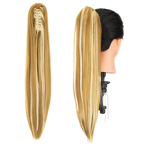 Gairyan Ponytail Extensions 54cm Claw on Pferdeschwanz Haarteil Klammer Clip in Extensions Zopf Gerade Glatt Lang Haarteil Zopf Synthetik Haar Haarverlängerung für Frauen (Dunkelblond & Bleichblond) Gairyan Ponytail Extensions 54cm Claw on Pferdeschwanz Haarteil Klammer Clip in Extensions Zopf Gerade Glatt Lang Haarteil Zopf Synthetik Haar Haarverlängerung für Frauen (Dunkelblond & Bleichblond) von Gairyan