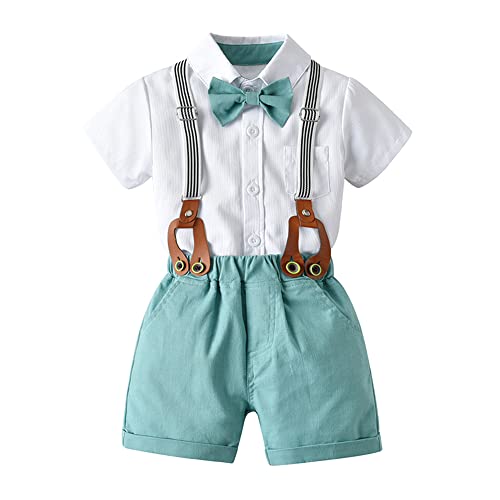 Baby Jungen Gentleman Anzüge, Kinder Kurzarm Bowtie Shirt Strampler + Hosenträger Shorts Overalls Festliche Taufe Hochzeit Gentleman Shorts Set von Gajaous