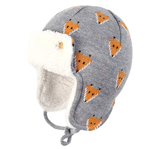 Baby Jungen Mädchen Winter Tiere Earflap Beanie Hut Kinder Säugling Dinosaur Fox Muster Fleece Futter Warme Mütze, Fuchs, 50-52cm(Tag L, 2-4J) von Gajaous