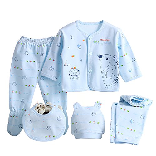 Gajaous 5 STÜCKE Neugeborene 0-3 M Jungen Mädchen Baby Baumwolle Kleidung Tops Hut Hosen Anzug Outfit Sets OneSize von Gajaous