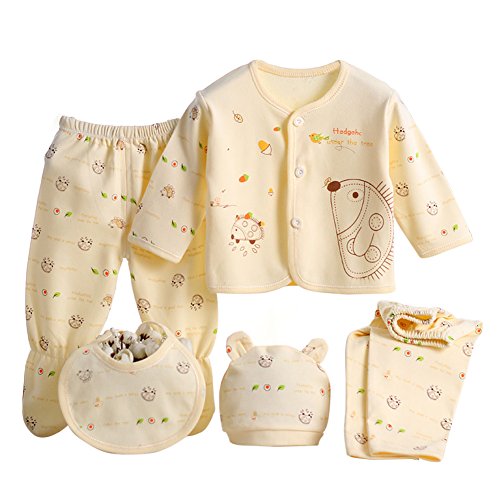 Gajaous 5 STÜCKE Neugeborene 0-3 M Jungen Mädchen Baby Baumwolle Kleidung Tops Hut Hosen Anzug Outfit Sets OneSize von Gajaous