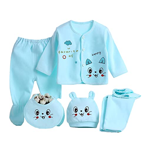 Gajaous 5 STÜCKE Neugeborene 0-3M Jungen Mädchen Baby Baumwolle Kleidung Tops Hut Hosen Anzug Outfit Sets OneSize von Gajaous